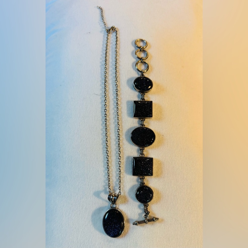 Elegant Silver and Black Jewelry Set